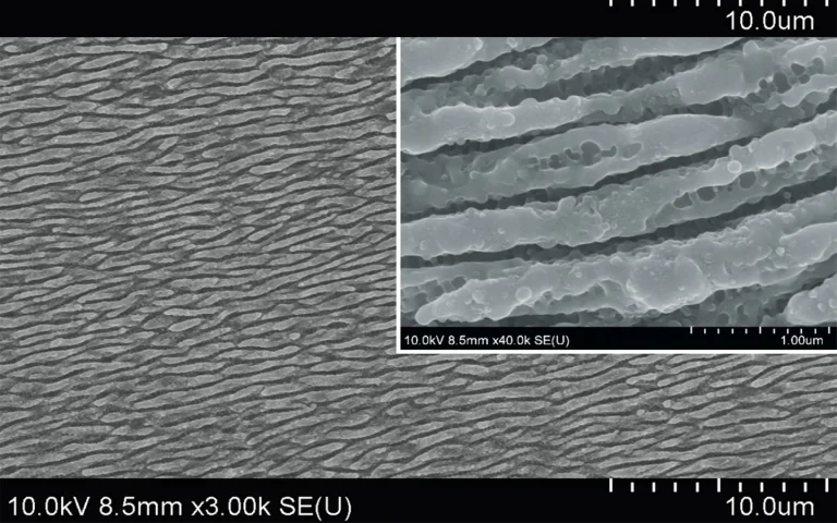 SERS sensor fabrication: SEM image of the Ti-6Al-4V (TC4) surface after irradiation with a progressive  laser scan.