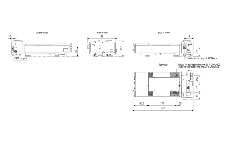 Drawing and output ports of CARBIDE-CB5 with wavelength-tunable/fixed I-OPA-HP